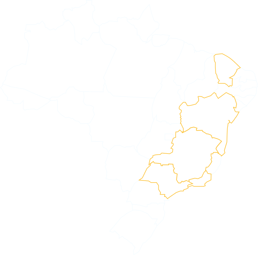 Mapa do Brasil com as regiões de atuação da Tel